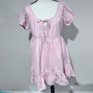 Lulus Blush Eyelet Babydoll Mini Dress